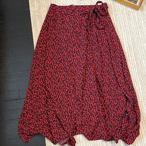 IRO Red and Black A-Line Skirt